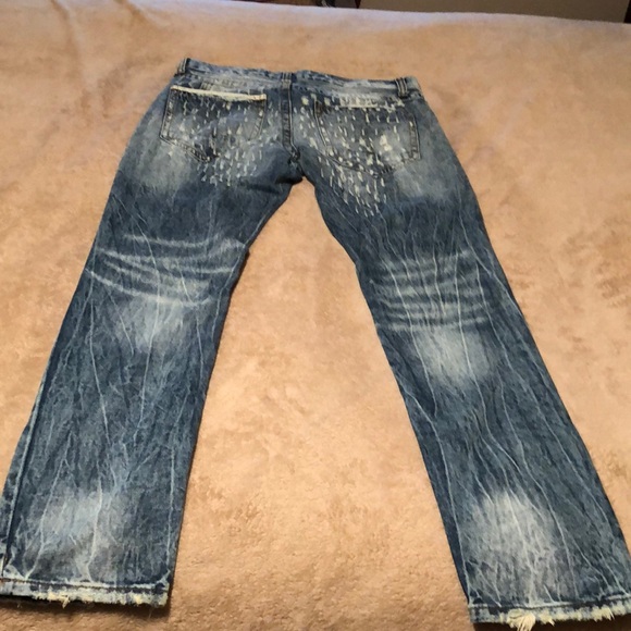 Heritage America flawless 36 x 32 Distressed denim Blue Jeans shredded flawless - Picture 6 of 8